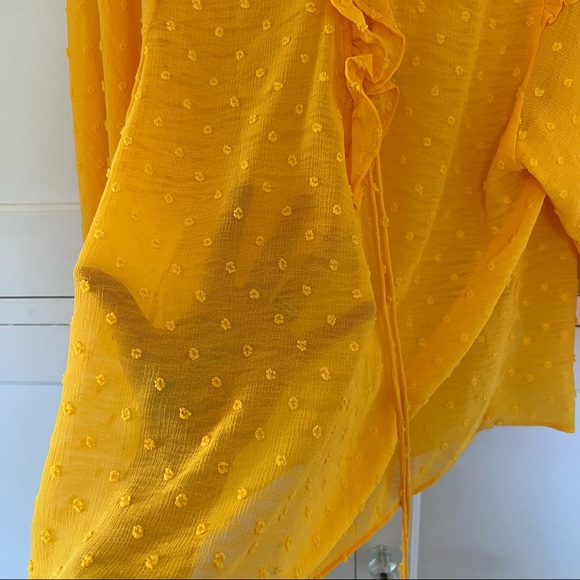 ANTHROPOLOGIE Yellow Dot Ruffle Blouse Small - Picture 9 of 15